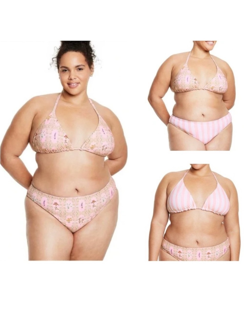 Agua Bendita x Target Dainty Floral & Stripe Print Reversible Bikini Set 1X